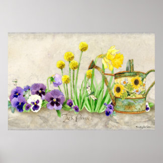 Löftet från Vår - Modern Blommigt för vattenfärg Poster