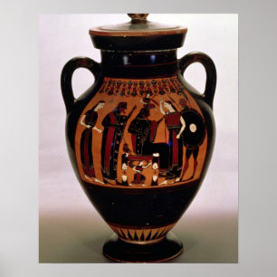 Loftsvart-figur amphora som visar födelsen av poster