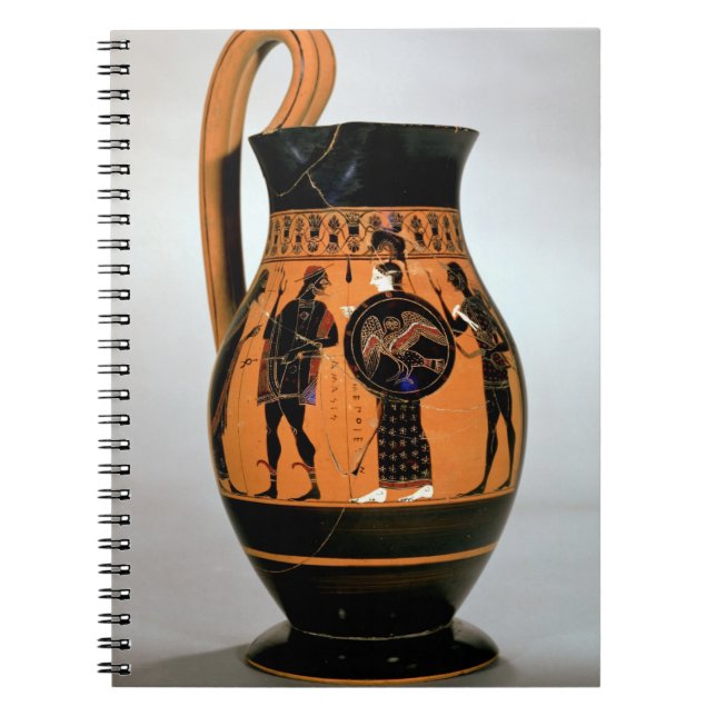 Loftsvart-figur olpe som visar Athena Confronti Anteckningsbok (Framsidan)