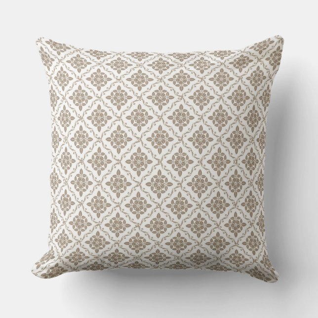 Loful Beige Damask Reversible Pillow Kudde (Framsida)