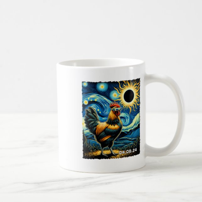 Loful Chickens Starry Night Funny Chickens Solar Kaffemugg (Höger)