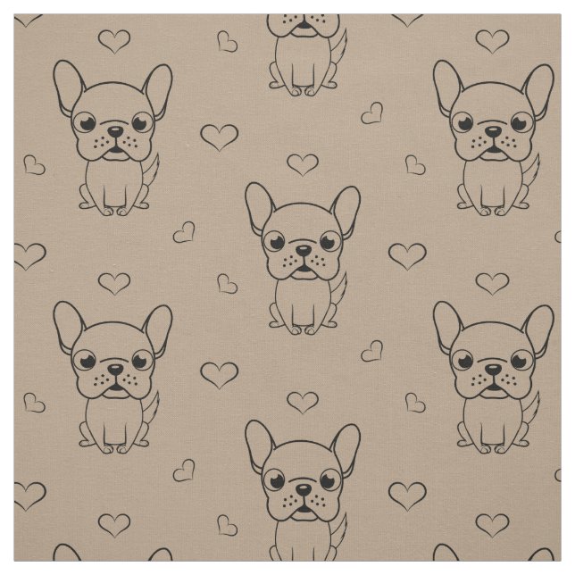 Loful Fransk Bulldog Prated Fabric av Yard Tyg (Provkarta)