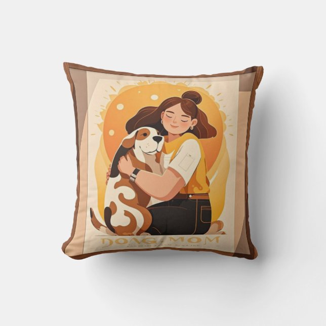 Loful Girl and hund hug Kudde (Framsida)