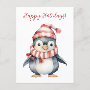 Loful Glad helg Penguin Watercolor Artwork Vykort