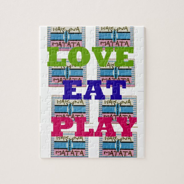 Loful Kärlek Eat Play Hakuna Matata Kenyas sköld g Pussel (Vertikal)