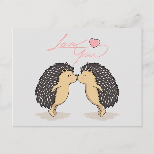 Loful Kissing Hedgehogs Postcard Vykort (Framsida)