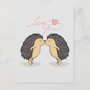 Loful Kissing Hedgehogs Postcard Vykort