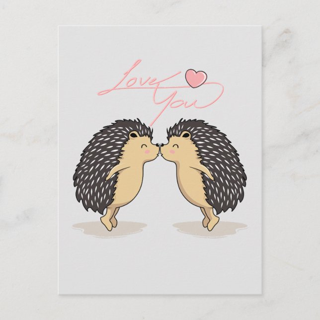 Loful Kissing Hedgehogs Postcard Vykort (Framsida)