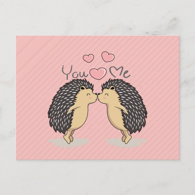 Loful Kissing Hedgehogs Postcard Vykort (Framsida)