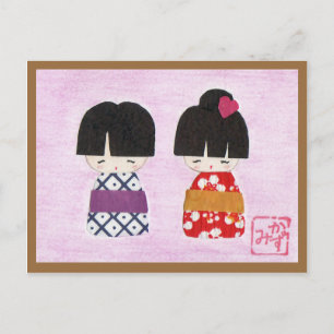 Loful Kokeshi Doll Postcard Vykort