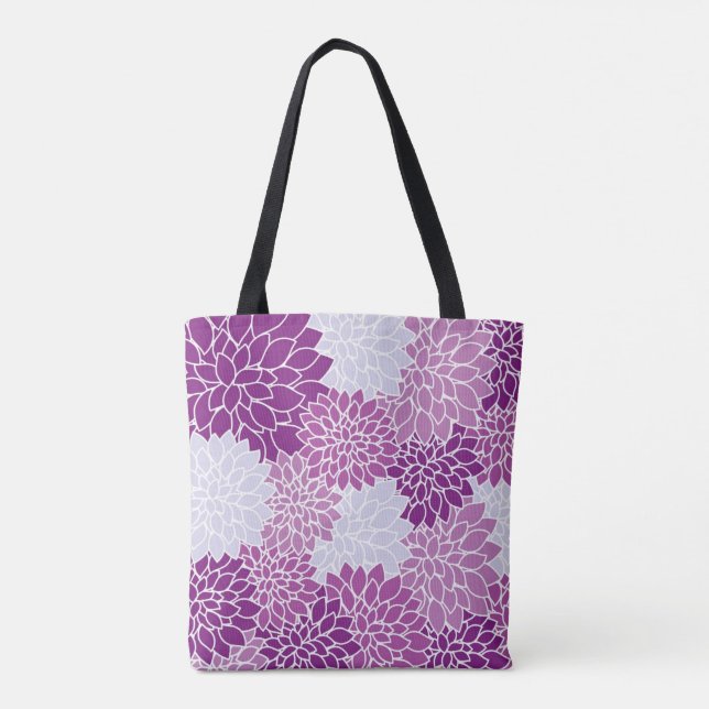 Loful Lila Lavender Lilac White Dahlia Blommigt Tygkasse (Baksida)