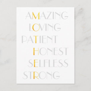 Loful Mammor Guld Acrostic Dikt Typography Gift Vykort