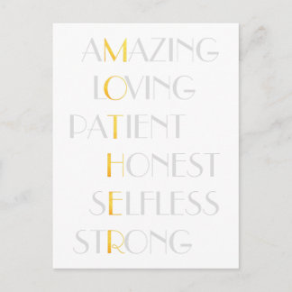 Loful Mammor Guld Acrostic Dikt Typography Gift Vykort