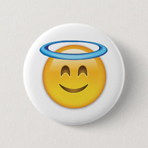 log Ansikte med Halo Emoji Knapp