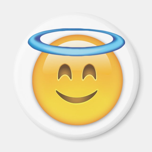 log Ansikte med Halo Emoji Magnet (Framsidan)