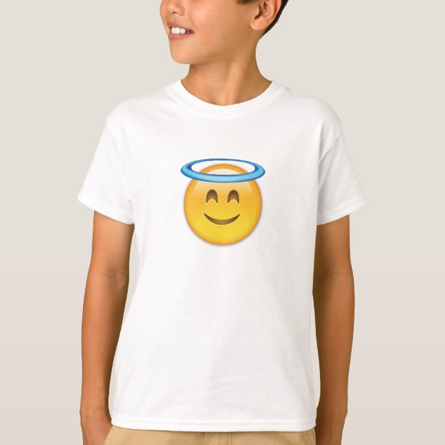 log Ansikte med Halo Emoji T-shirt (Framsida)