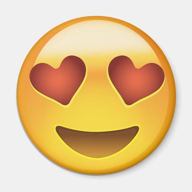 log Ansikte med Hjärtformade Öga Emoji Magnet (Framsidan)