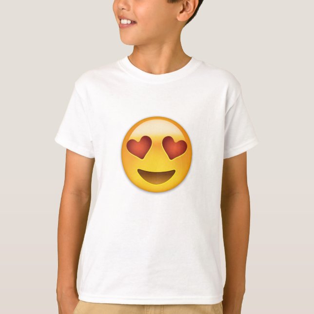log Ansikte med Hjärtformade Öga Emoji Tee Shirt (Framsida)