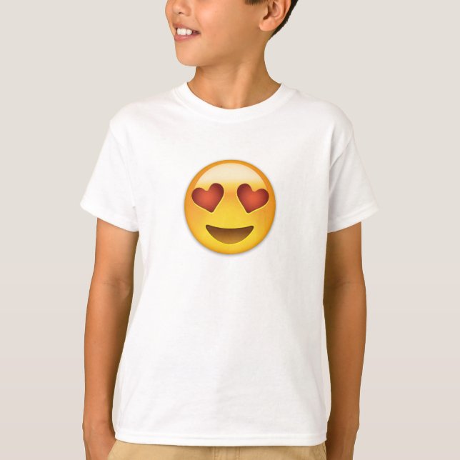 log Ansikte med Hjärtformade Öga Emoji Tee Shirt (Framsida)