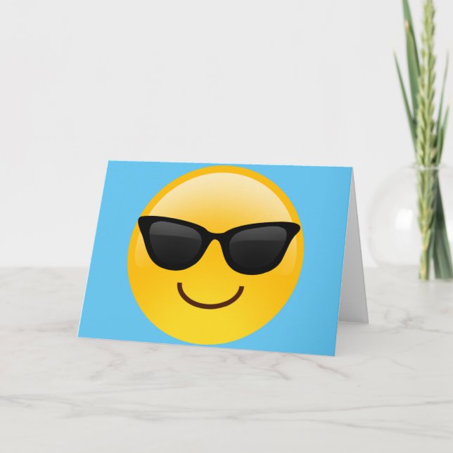 log Ansikte med solglasögon Coola Emoji Kort (Framsida)