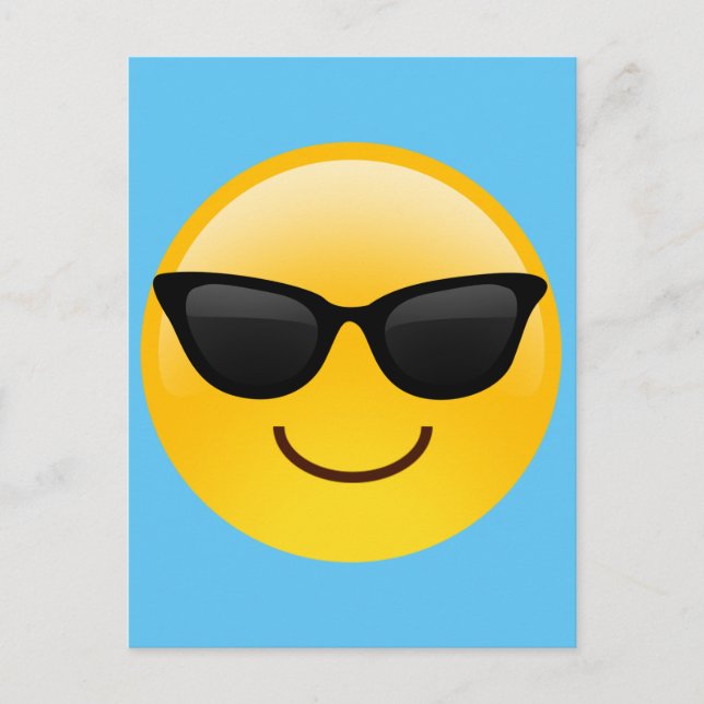 log Ansikte med solglasögon Coola Emoji Vykort (Framsida)