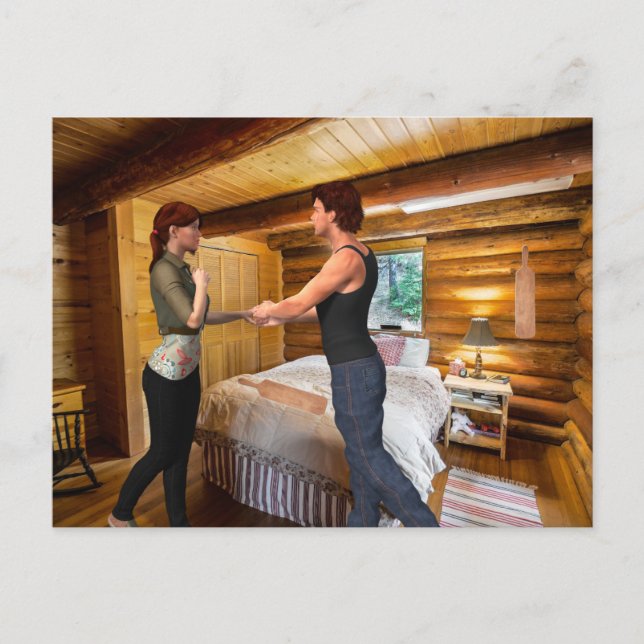 LOG BEDROOM CDD D/s Honeymoon POSTCARD Vykort (Framsida)