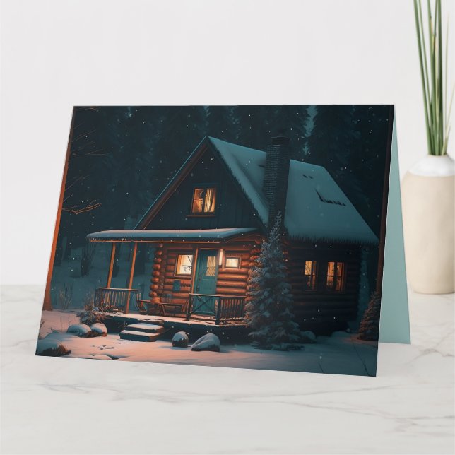 LOG CABIN BIRTHDAY GREETING CARD KORT (Framsida)