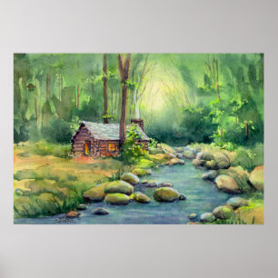 LOG CABIN by SHARON SHARPE Poster