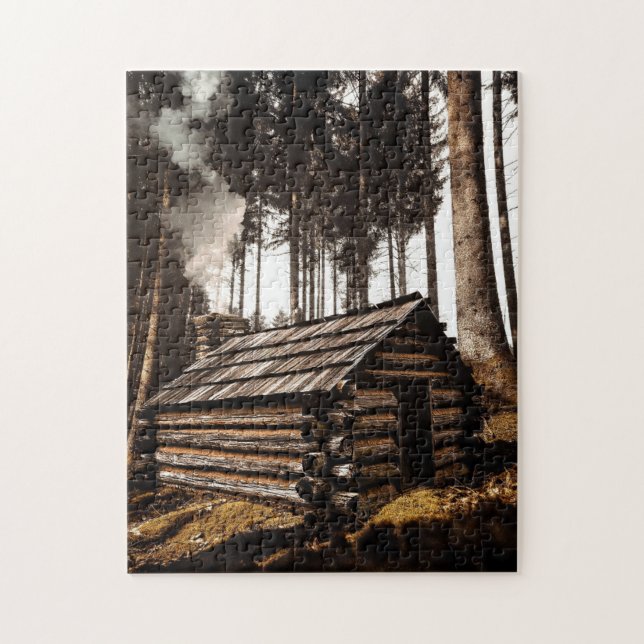 LOG CABIN HOUSE IN SKOGEN JIGSAW PUZZLE PUSSEL (Vertikal)