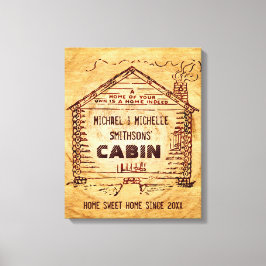Log Cabin Personlig Faux Wood Canvastryck