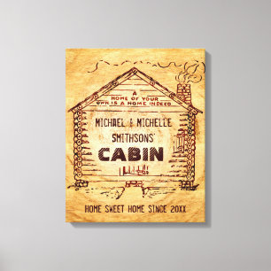 Log Cabin Personlig Faux Wood Canvastryck