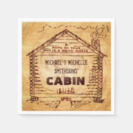 Log Cabin Personlig Faux Wood Pappersservett