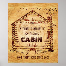 Log Cabin Personlig Faux Wood Poster