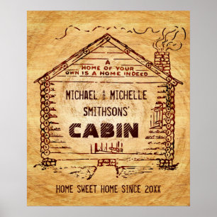 Log Cabin Personlig Faux Wood Poster