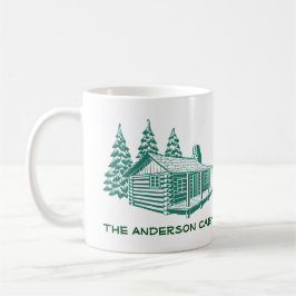 Log Cabin Sjö House Skogen Anpassningsbar Text Mug Mugg