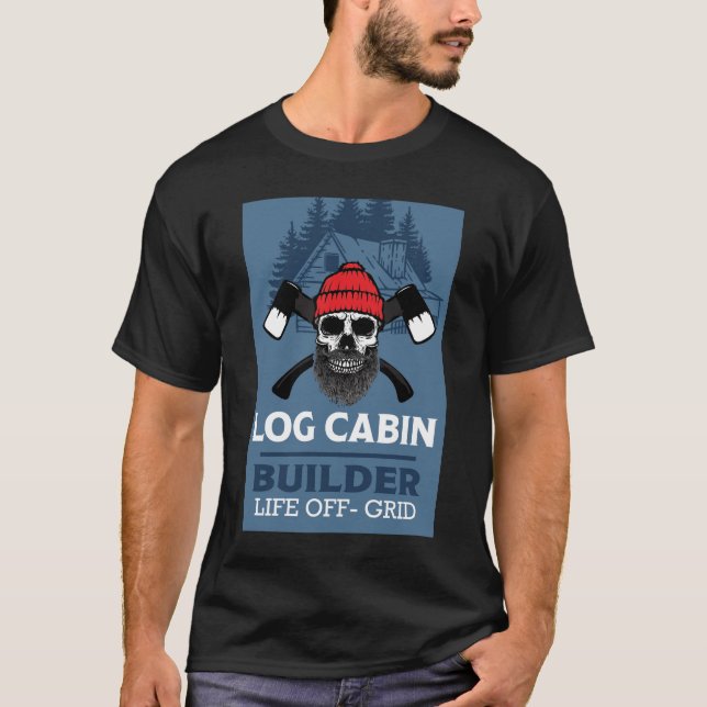 Log Cabin Tiber Ram Builder T Shirt (Framsida)
