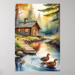 Log Cabin vid flod 1 Poster