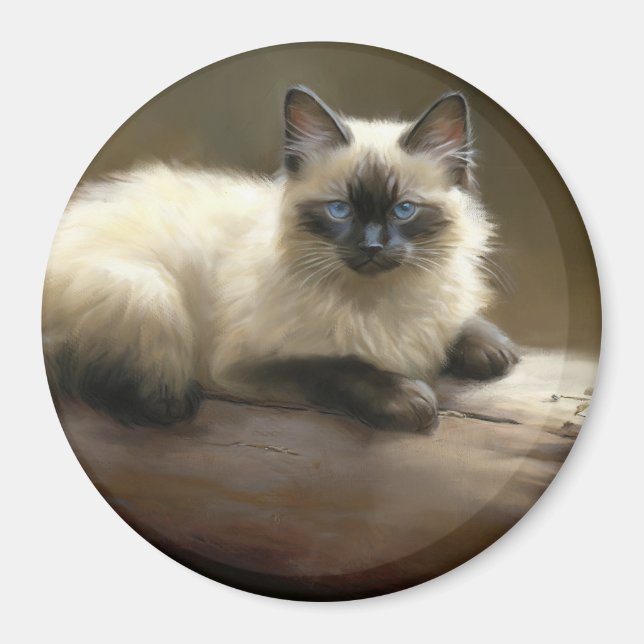 Log Lounger Siamese Kitten Magnet (Framsidan)