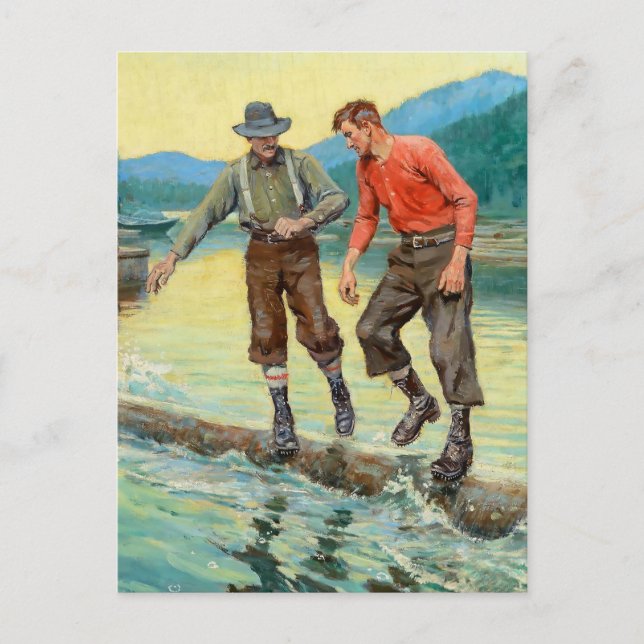 "Log Rollers" Western Art av Philip R Goodwin Vykort (Framsida)