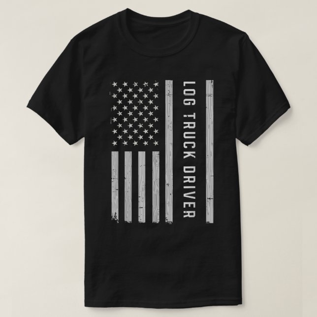 Log Truck Driver USA Flag Patriotic  T Shirt (Design framsida)