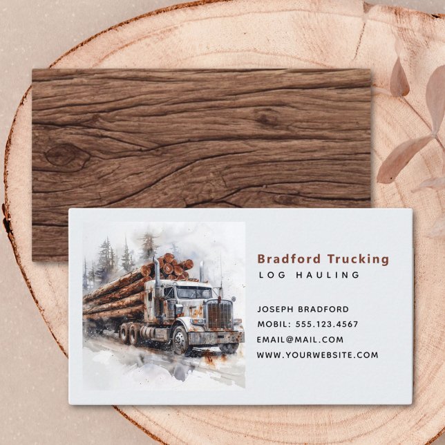 Log Trucking Long Haul Trucker Company Visitkort (Skapare uppladdad)