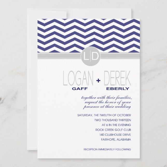 Logan Chevron | GRÅTT BASIC WHITE PAPPER Inbjudningar (Framsida)