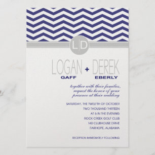 Logan Chevron marin metallisk ispapper Inbjudningar