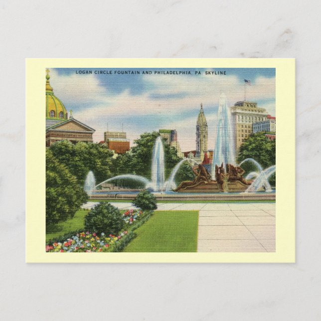 Logan Circle, Philadelphia-Vintagen Vykort (Framsida)