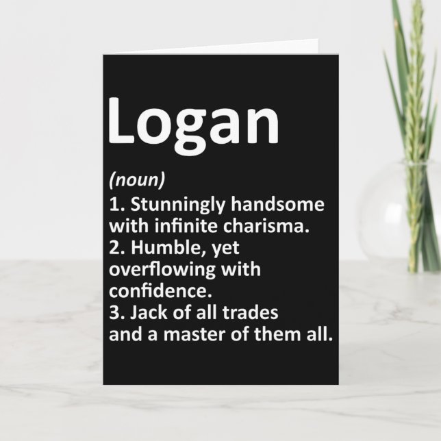 Logan Definition Personlig Namn Funny Birthday Kort (Framsida)