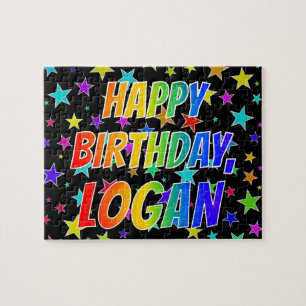 ’LOGAN’ First Namn, Roligt ’GRATTIS PÅ FÖDELSEDAGE Pussel