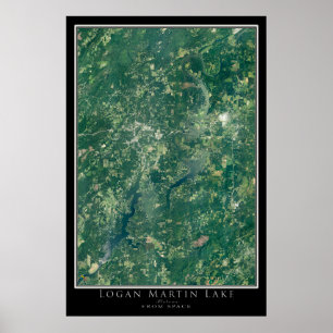 Logan Martin Sjö Alabama Satellite Poster Karta