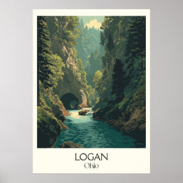 Logan Ohio Hocking Backe Äventyr Nature Art Poster