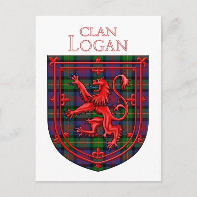 Logan Tartan Scottish Plaid Lion Rampant Vykort (Framsida)