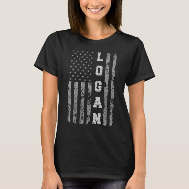 Logan Utah American Flagga T Shirt (Framsida)
